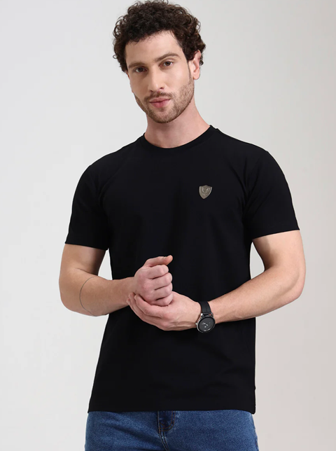 Black Solid Slim Fit T-Shirt