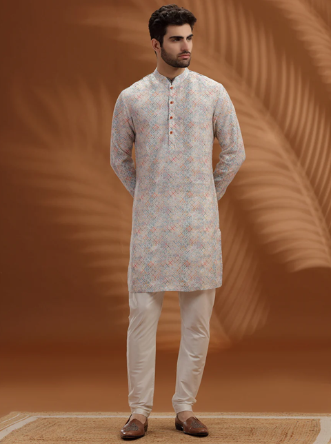 White Printed Kurta