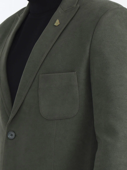 Green Solid Regular Fit Blazer