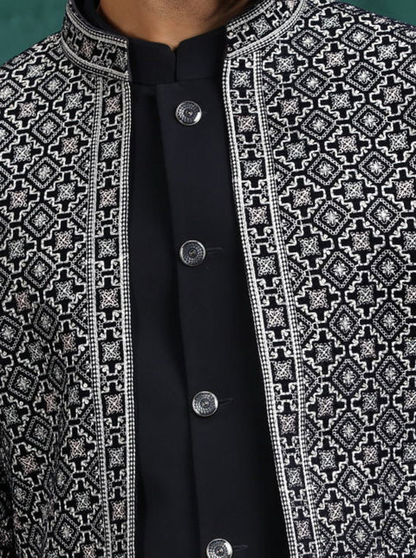 Blue Embroidered Jodhpuri Suit
