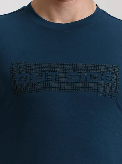 Teal Printed Slim Fit T-Shirt
