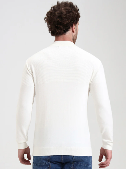 Cream Solid Slim Fit T-Shirt