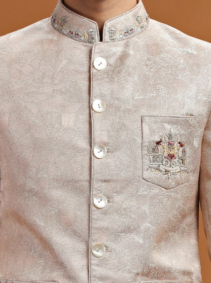 Dusty Pink Embroidered Jodhpuri Suit
