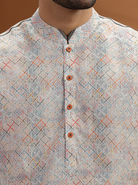 White Printed Kurta