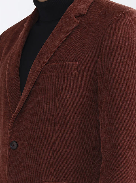 Brown Solid Regular Fit Blazer