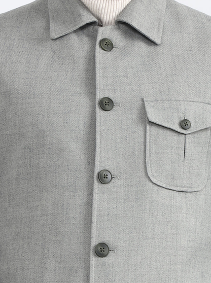 Olive Grey Solid Regular Fit Blazer