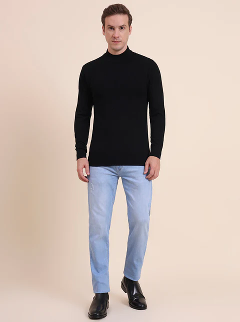 Black Solid Slim Fit T-Shirt