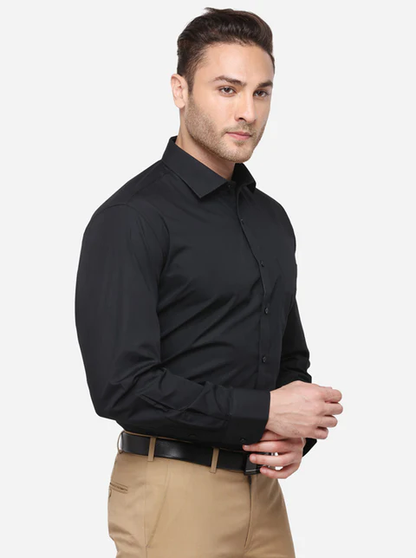 Black Solid Regular Fit Formal Shirt