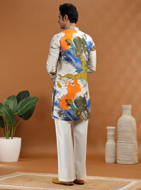 Cream Embroidered Kurta