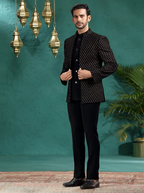Black Embroidred Jodhpuri Suit