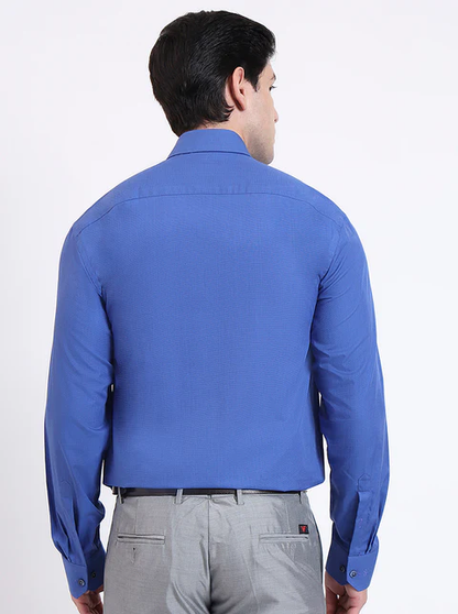 Royal Blue Solid Regular Fit Formal Shirt