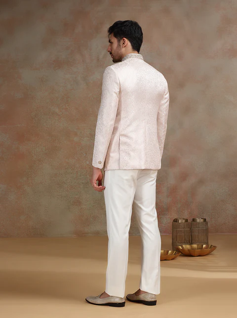 Pink Placement Embroidery Jodhpuri Suit