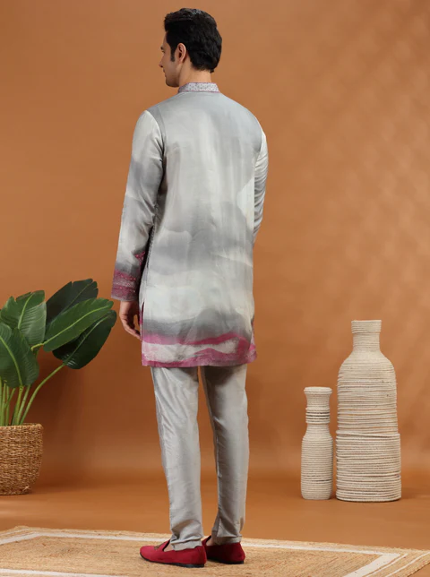 Grey Embroidered Kurta