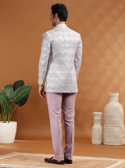 Purple Self Texture Jodhpuri Suit