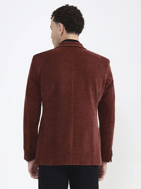 Brown Solid Regular Fit Blazer