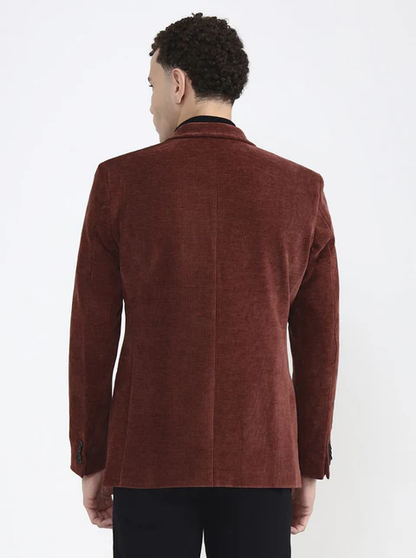 Brown Solid Regular Fit Blazer
