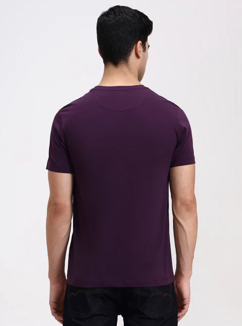 Wine Printed Slim Fit T-Shirt