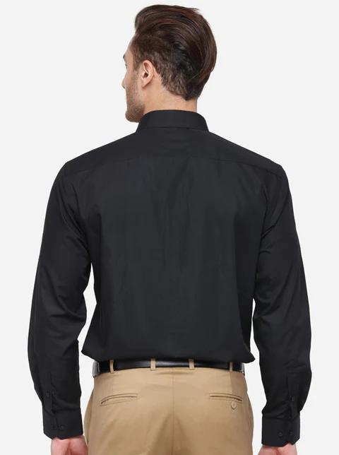 Black Solid Regular Fit Formal Shirt