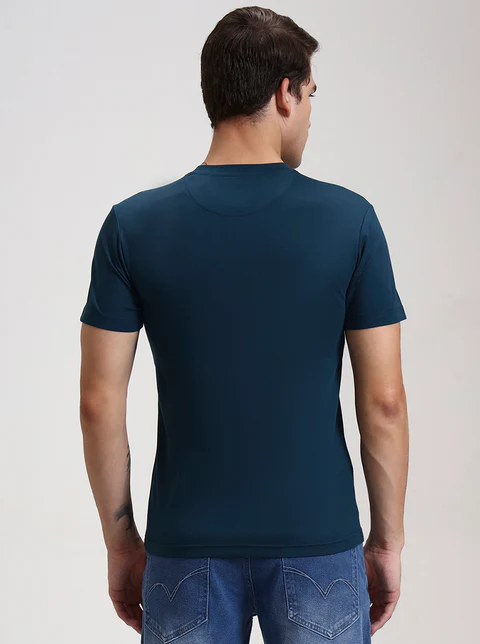 Teal Printed Slim Fit T-Shirt