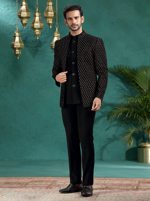Black Embroidred Jodhpuri Suit