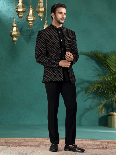 Black Embroidred Jodhpuri Suit