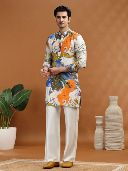 Cream Embroidered Kurta