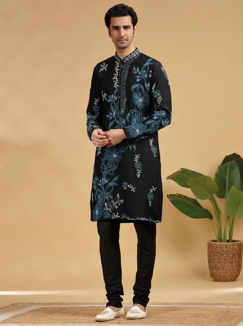 Black Embroidered Kurta