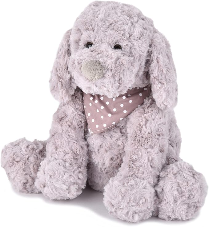 JOON Chika Rosy Plush Puppy Dog with Scarf, Grey, 10 Inches